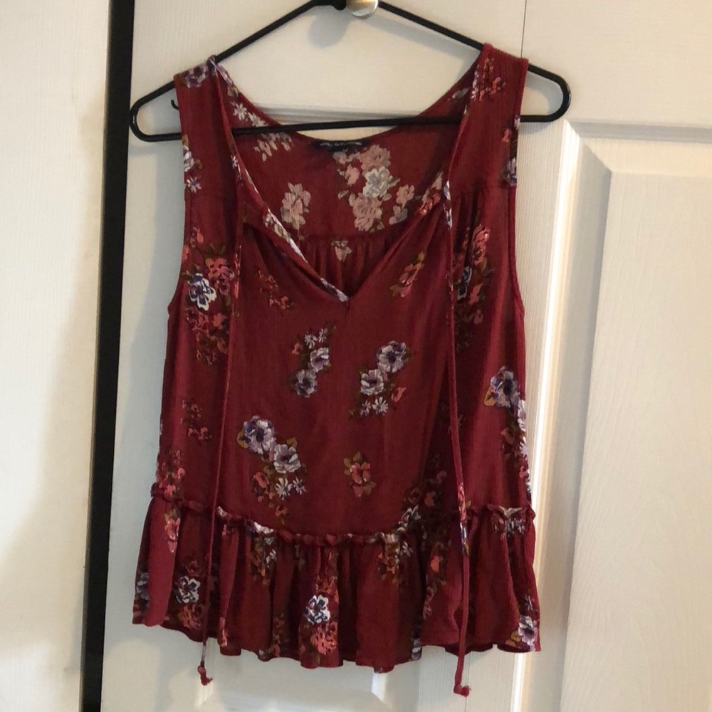 Maroon floral tank top